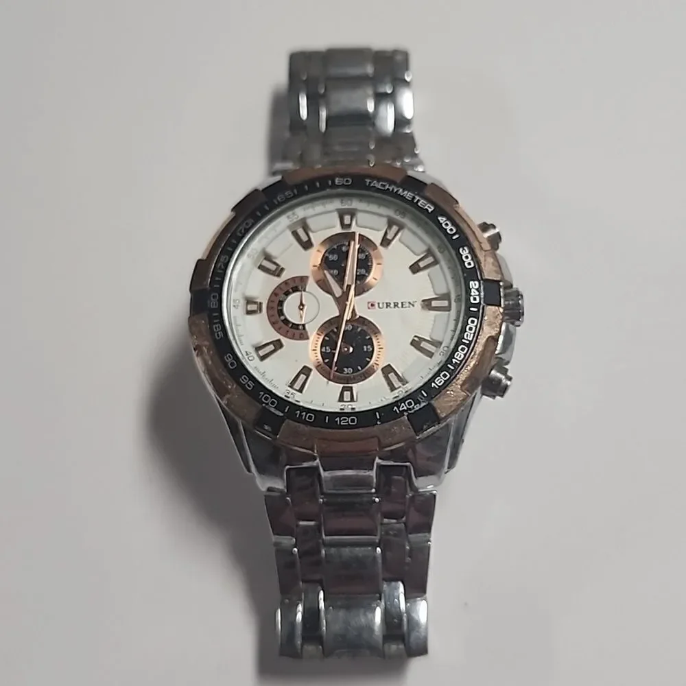 Curren Mens Watch Stainless Steel Band Water Resistant Sport *FOR PARTS ONLY*